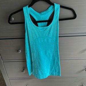 Blue Lululemon razorback tank